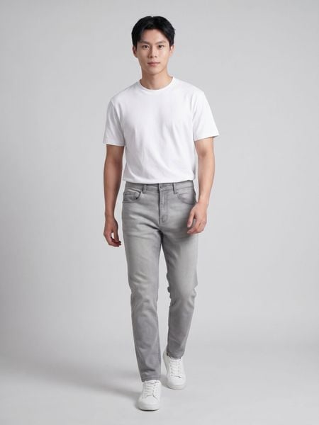 Quần Smart Jean Nam Siêu Co Dãn Xám Trơn Form Smart Fit
