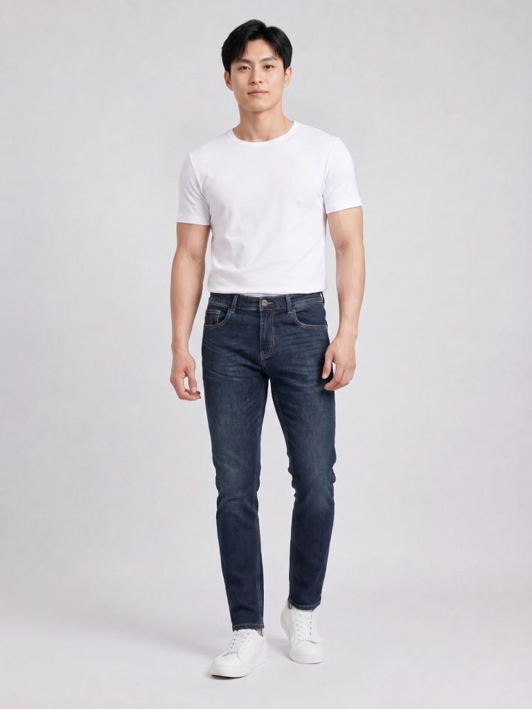 Quần Smart Jeans Nam Siêu Co Dãn Xanh Đậm Form Smart Fit