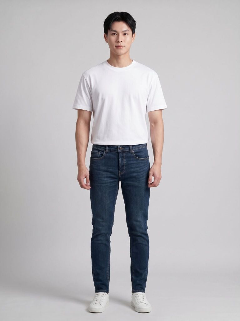 Quần Smart Jeans Nam Siêu Co Dãn Xanh Đậm Trơn Form Smart Fit