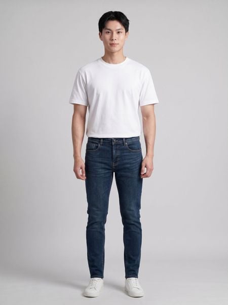 Quần Smart Jeans Nam Siêu Co Dãn Xanh Đậm Trơn Form Smart Fit