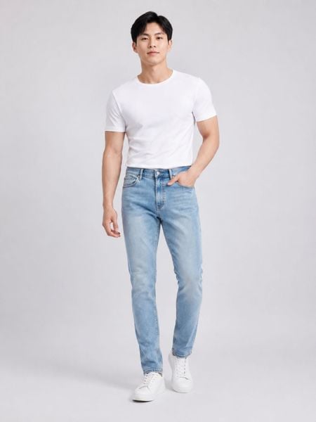 Quần Smart Jeans Nam Siêu Co Dãn Xanh Nhạt Form Smart Fit