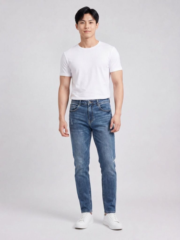 Quần Smart Jeans Nam Siêu Co Dãn Xanh Trơn Form Smart Fit