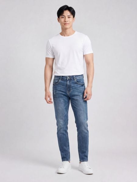 Quần Smart Jeans Nam Siêu Co Dãn Xanh Trơn Form Smart Fit