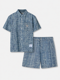 Set Đồ Ngắn Jacquard Jean Nam Form Regular
