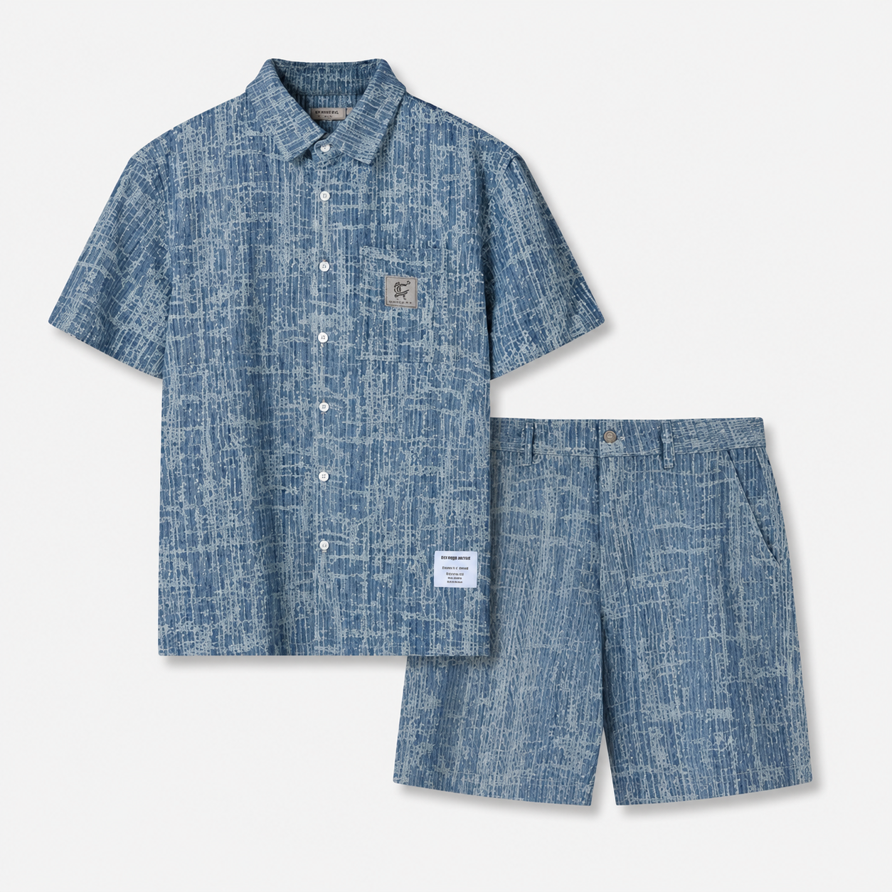 Set Đồ Ngắn Jacquard Jean Nam Form Regular