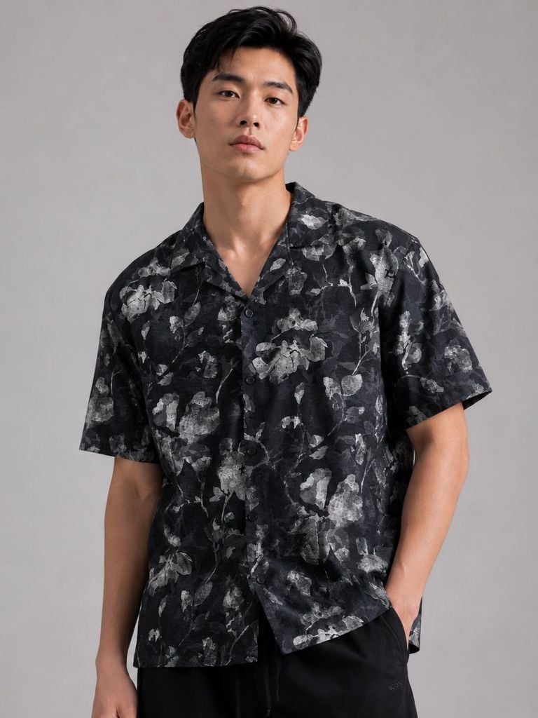 Áo Sơ Mi Nam Tay Ngắn Cuban Midnight Garden Form Relaxed