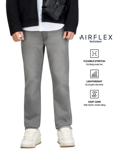 Quần Jeans Nam Airflex Siêu Gọn Nhẹ Light Grey Form Regular
