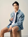 Áo Khoác Nam Jacquard Denim Form Loose