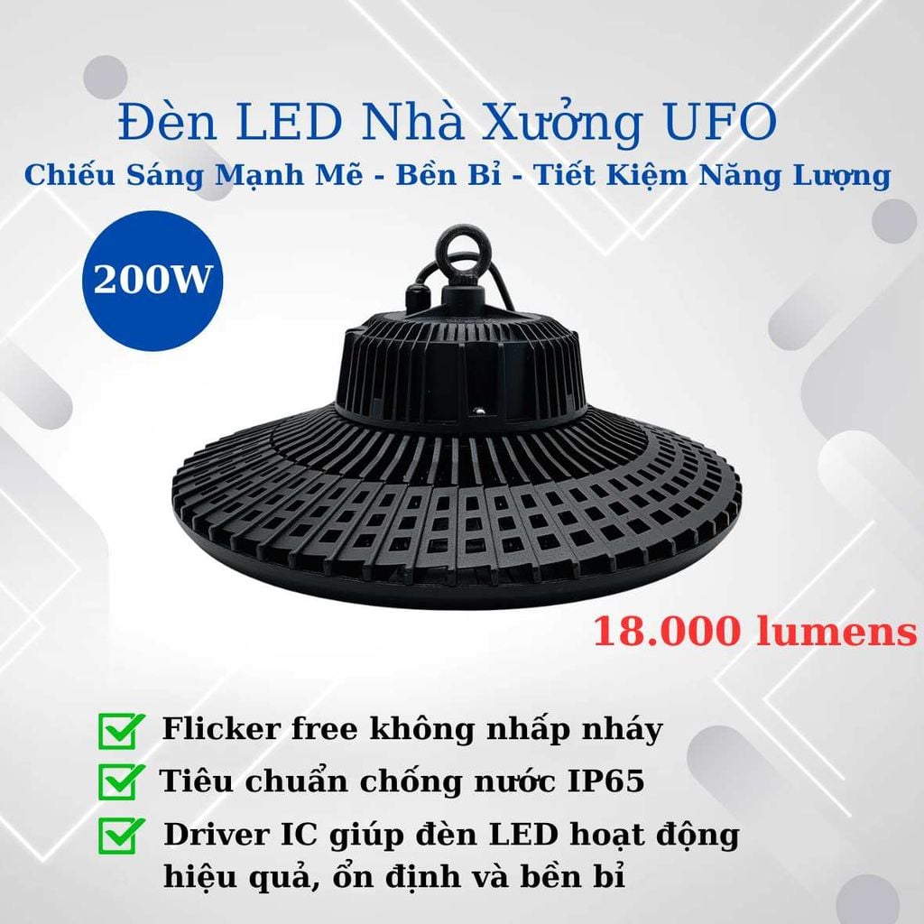 Đèn LED Công Nghiệp UFO 200W Silamp – Chiếu Sáng Mạnh Mẽ, Bền Bỉ, Tiết Kiệm Năng Lượng