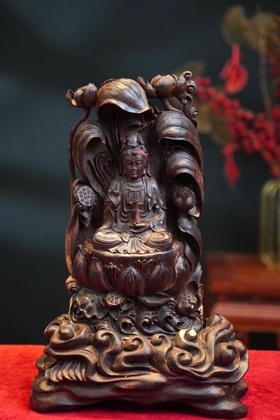 tượng phật quan âm gỗ tử đàn tiểu diệp ấn độ