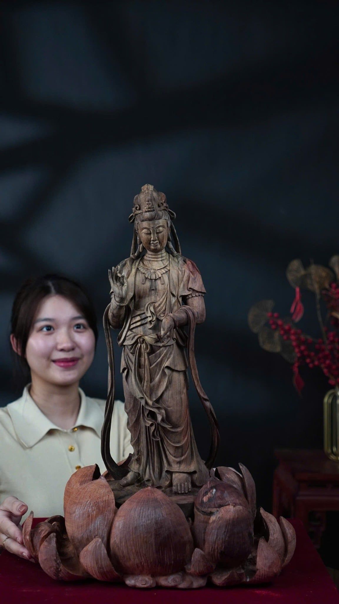 tượng phật quan âm gỗ trắc
