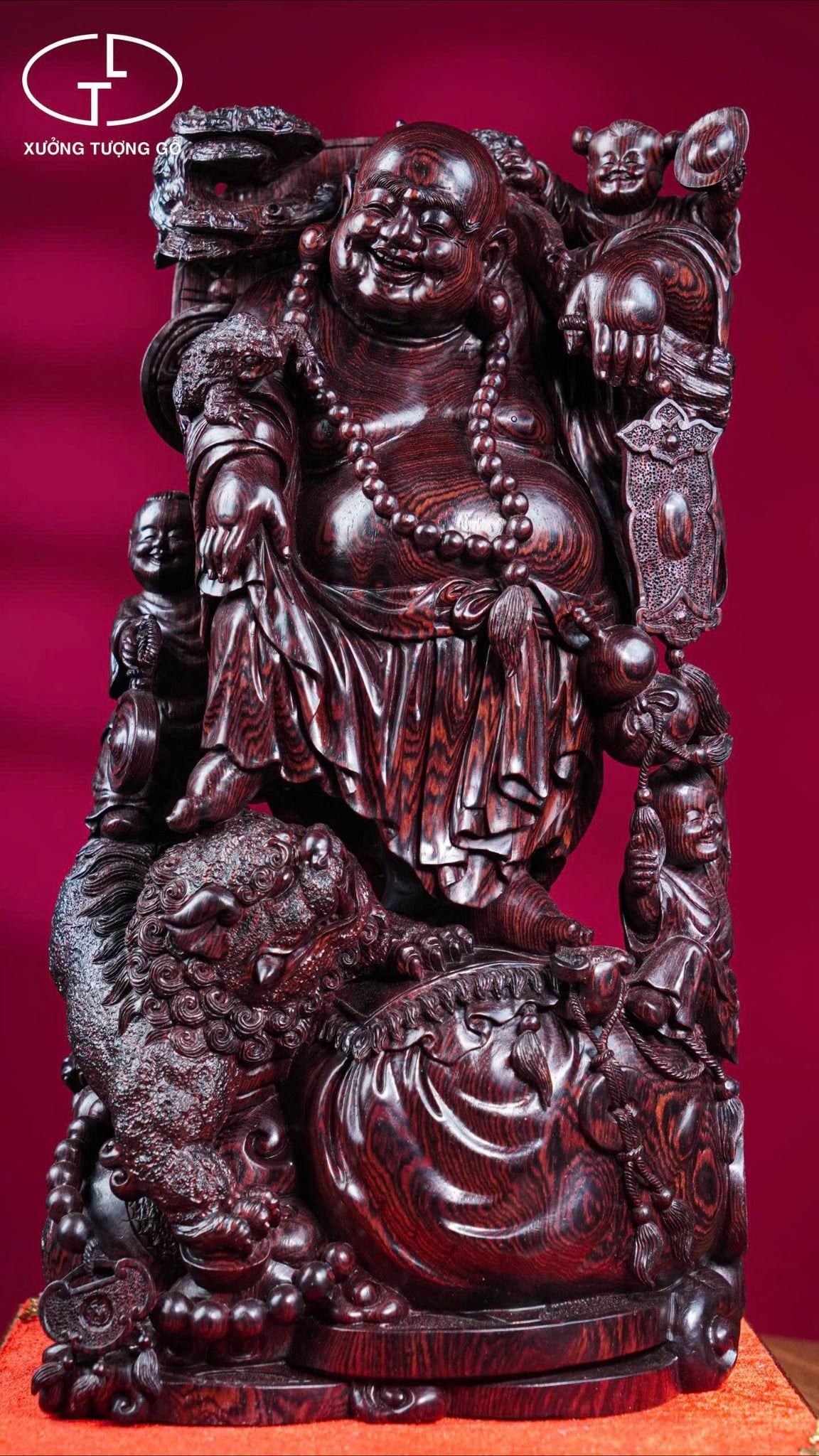 Di Lặc Tam Phúc Thuần Nghê Gỗ Sưa Tím Hải Nam