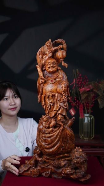 di lặc nhị phúc gỗ sưa đỏ bắc