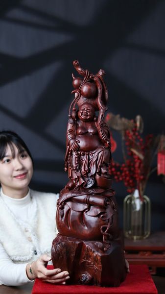 di lặc đứng bao tiền gỗ trắc