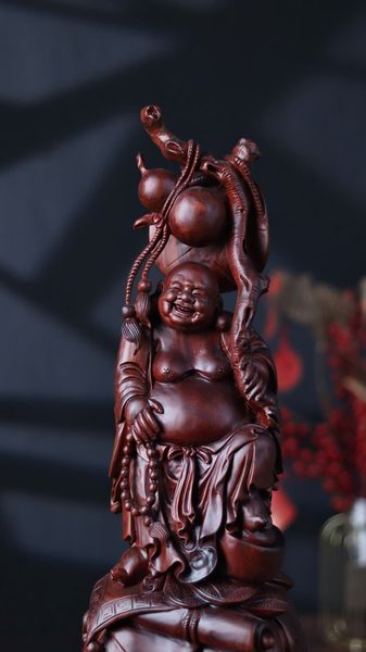 di lặc đứng bao tiền gỗ trắc