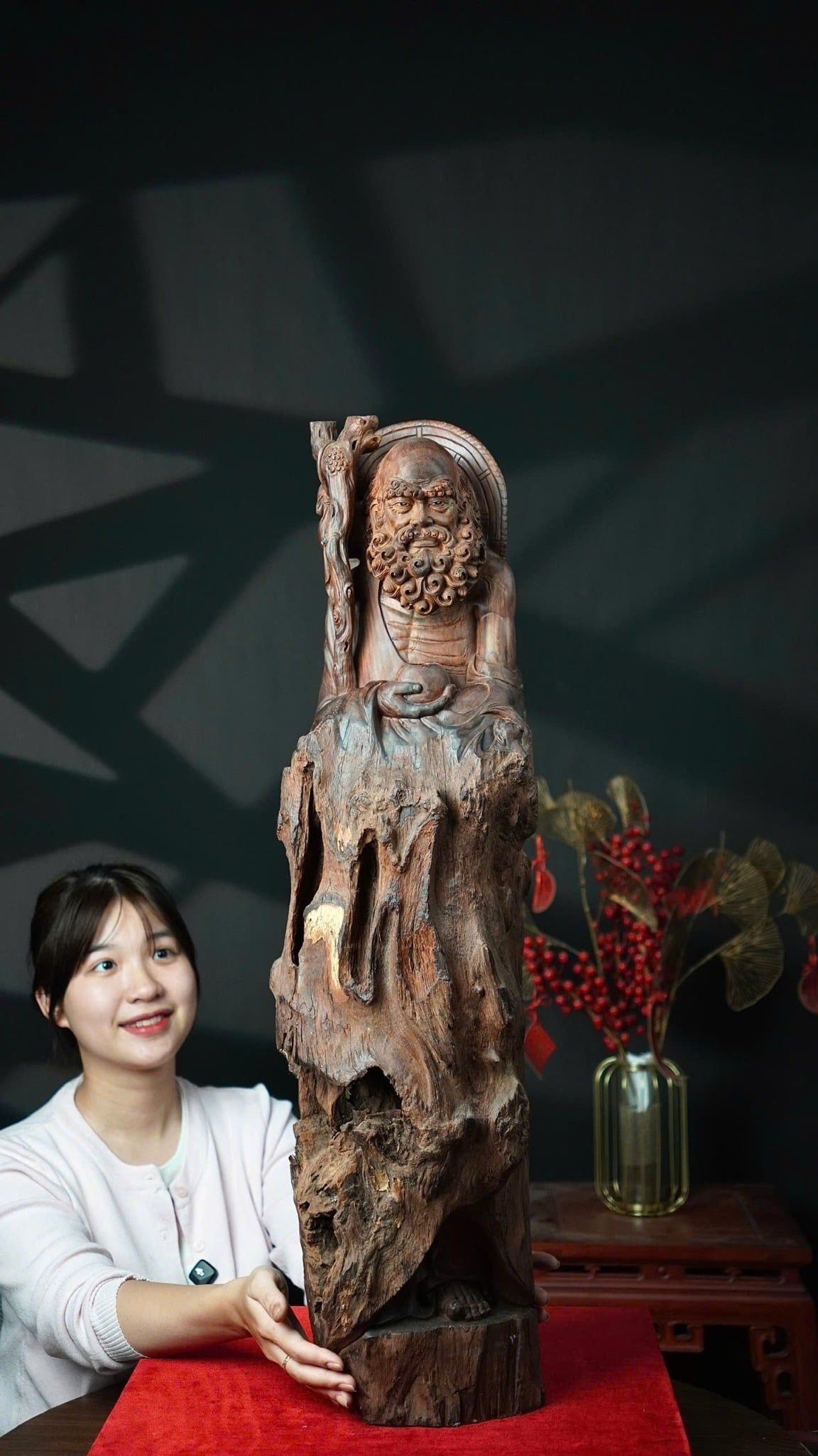 Tượng Đạt Ma Gỗ Trắc