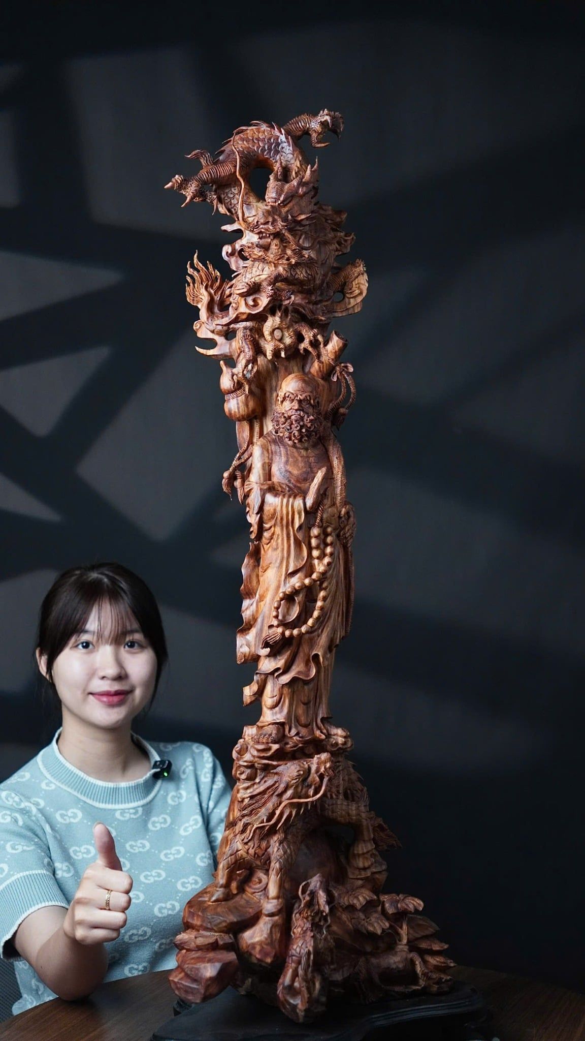 Tượng Đạt Ma Gỗ sưa đỏ