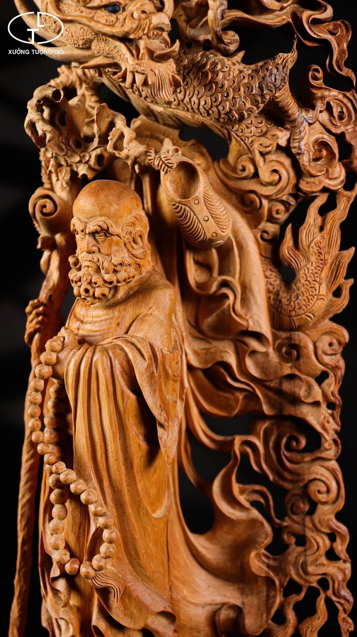 Tượng Đạt Ma hàng long gỗ hoàng đàn tuyết lạng sơn