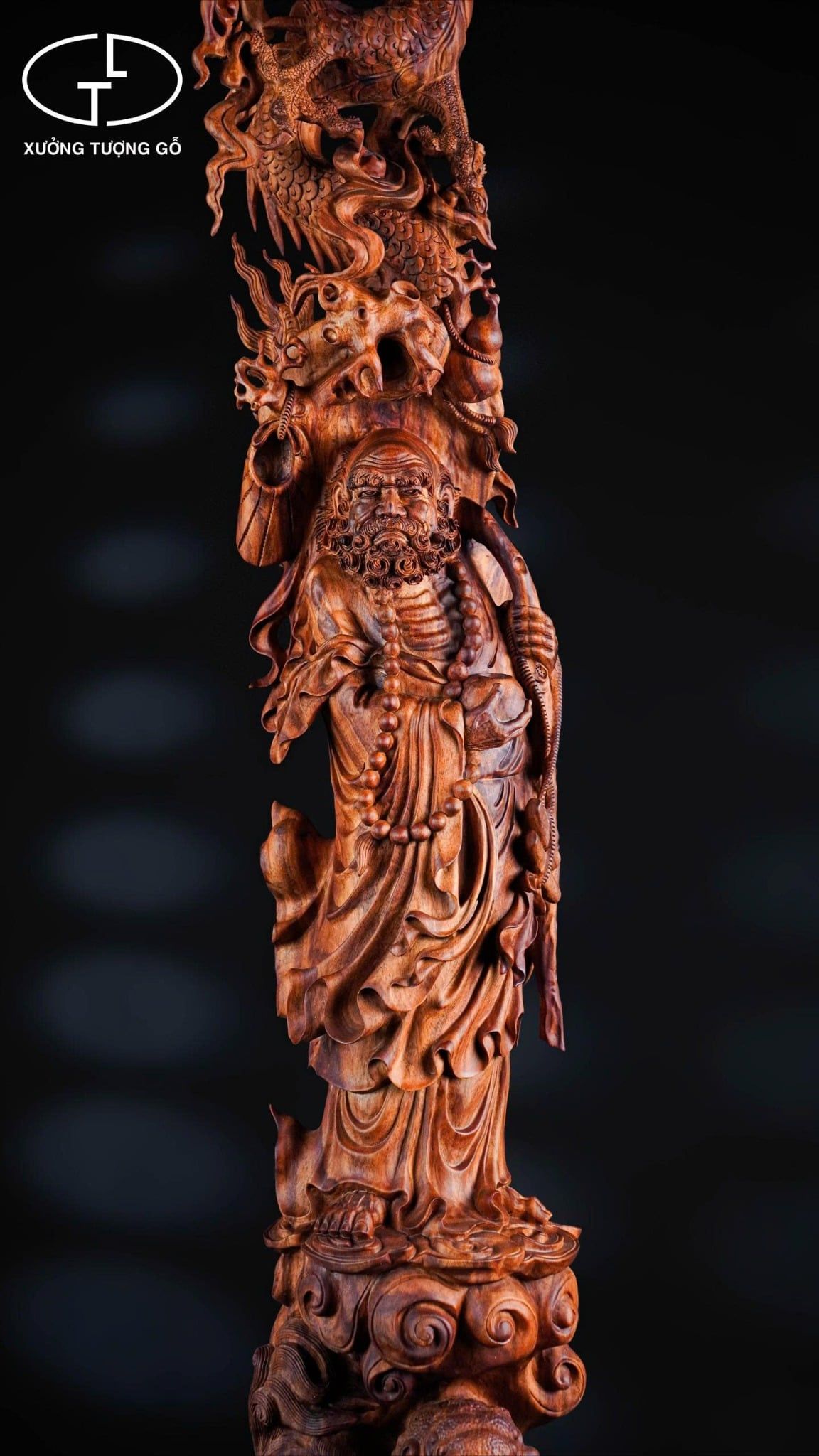 Tượng Đạt Ma hàng lân gỗ sưa