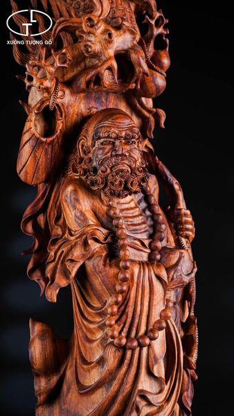 Tượng Đạt Ma hàng lân gỗ sưa