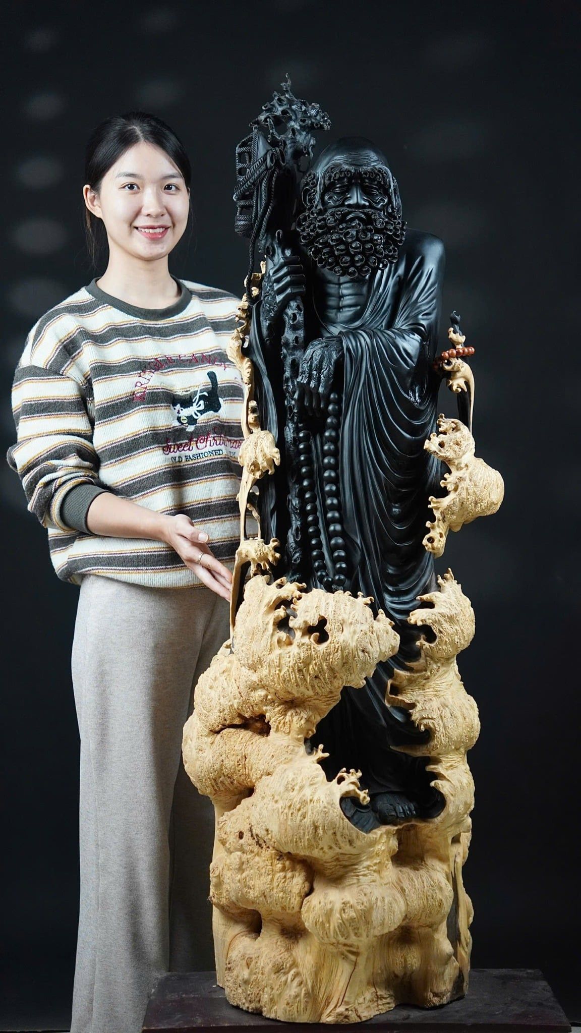 Tượng Đạt Ma Gỗ nu mun