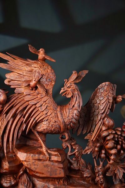 ngũ điểu chầu hoàng gỗ nu ngọc am
