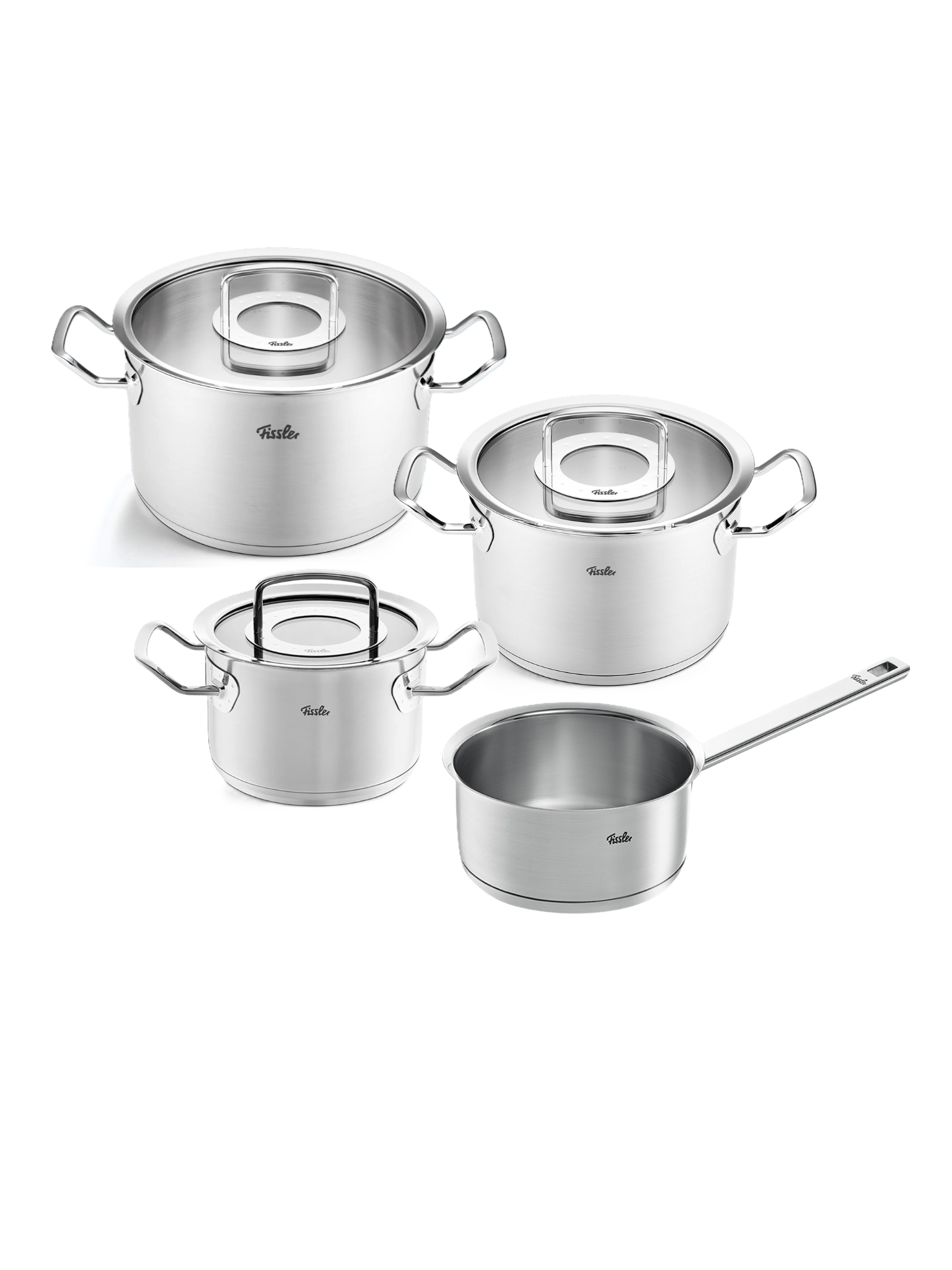  [CHÍNH HÃNG] Bộ nồi Fissler Original Pro 4 món nắp kính - Made in Germany - 3 nồi 1 quánh 