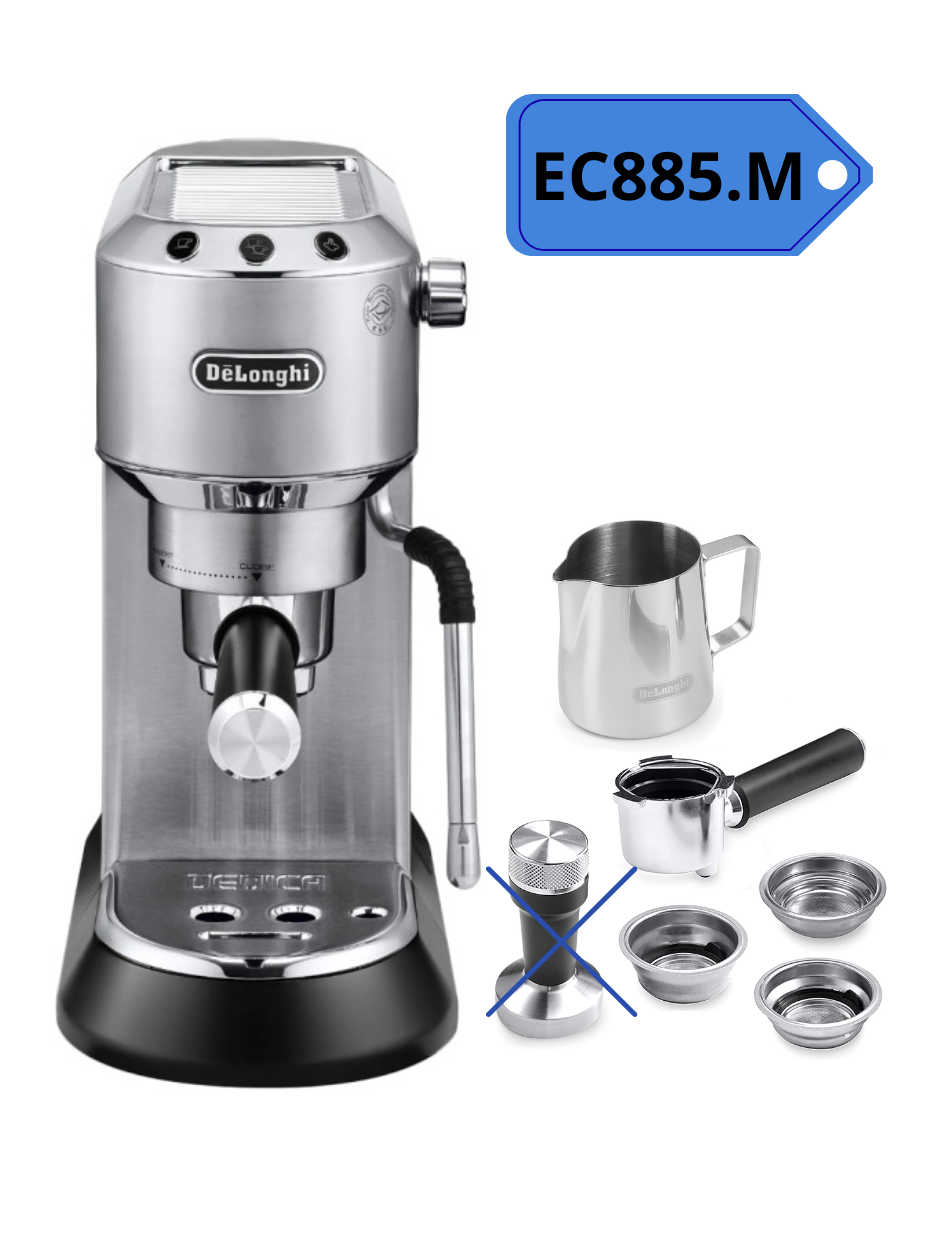  Máy pha cà phê Delonghi EC885 Dedica Arte Manual Espresso Coffee Maker Ec885.BG - EC885.GY - Ec885.M 