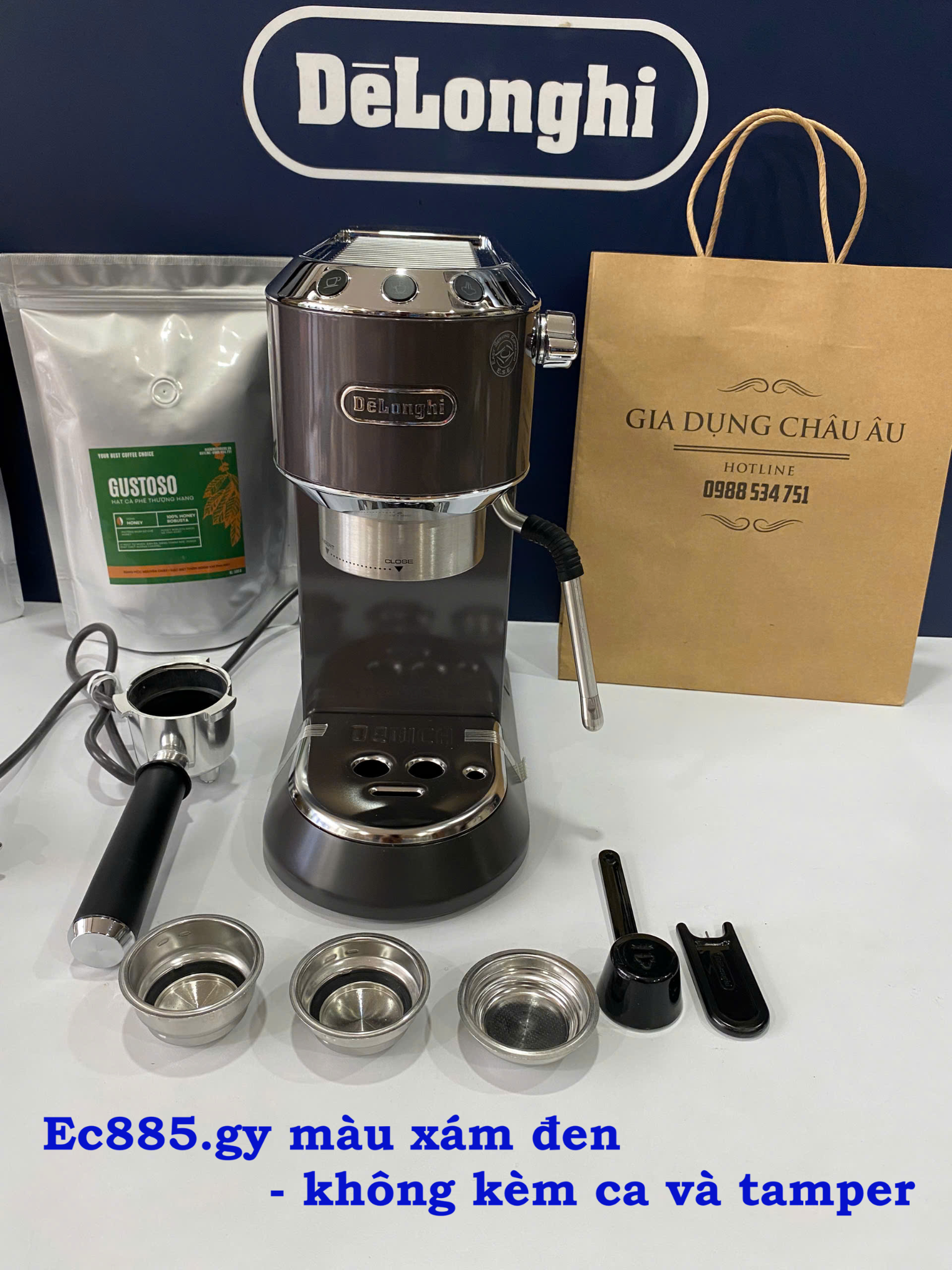  Máy pha cà phê Delonghi EC885 Dedica Arte Manual Espresso Coffee Maker Ec885.BG - EC885.GY - Ec885.M 