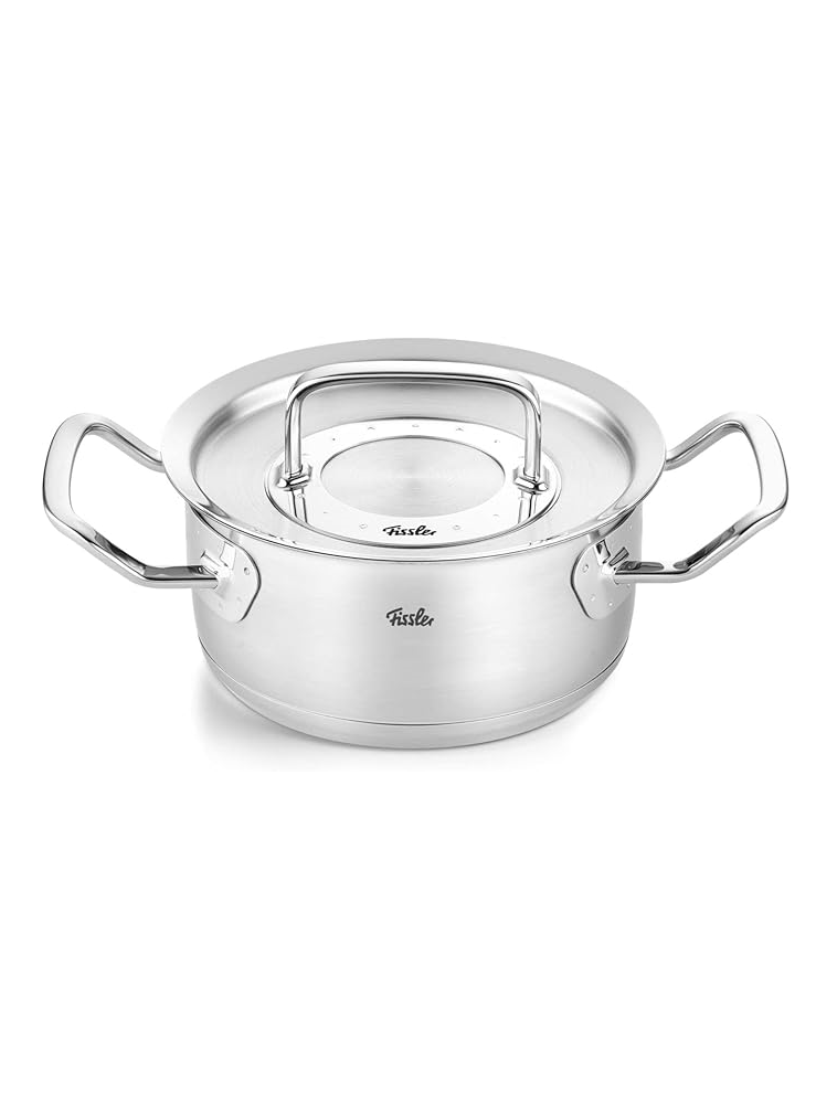  [CHÍNH HÃNG SẢN XUẤT TẠI ĐỨC] Bộ nồi inox cao cấp Fissler Original Pro 5 món (nắp inox) gồm 4 nồi 1 quánh (nồi cán dài) 