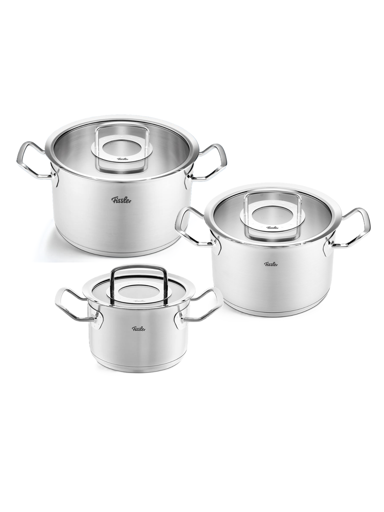  [CHÍNH HÃNG]Bộ nồi inox cao cấp Fissler Original Pro 3 món (nắp kính) - Made in Germany 