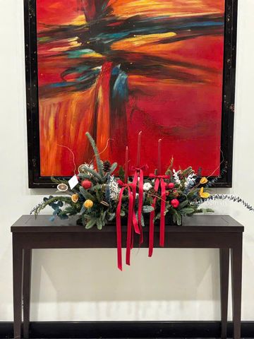 Khay hoa Xmas để bàn (2 mặt)