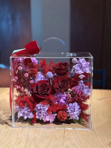 Hộp hoa hồng vĩnh cửu burgundy