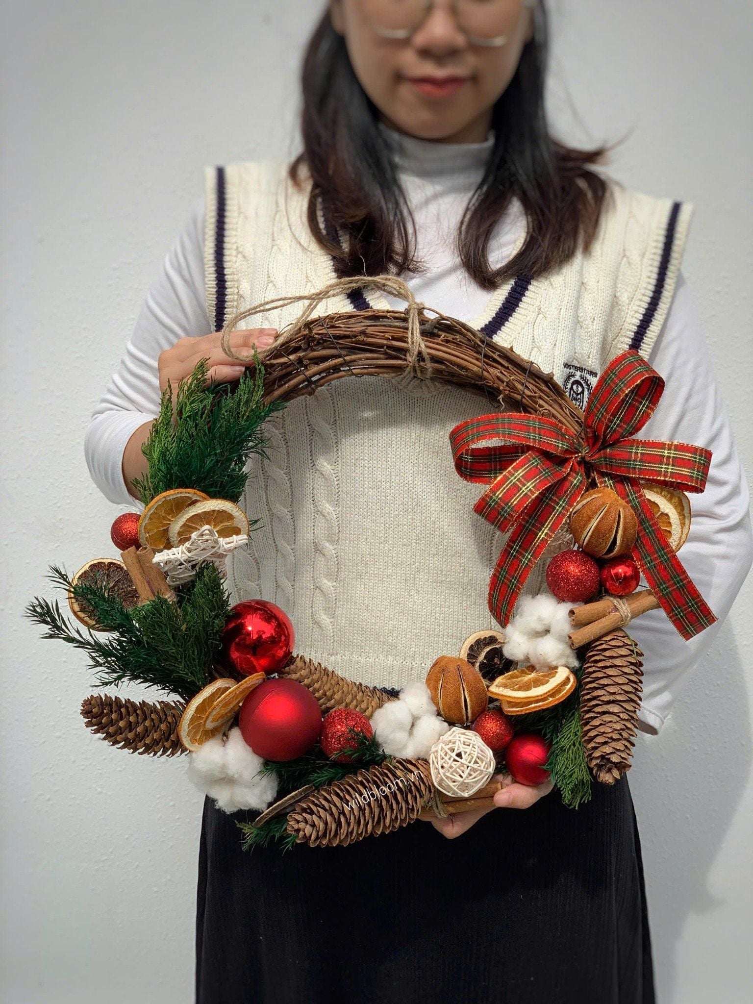 Vòng nguyệt quế Xmas thông Nauy 40cm