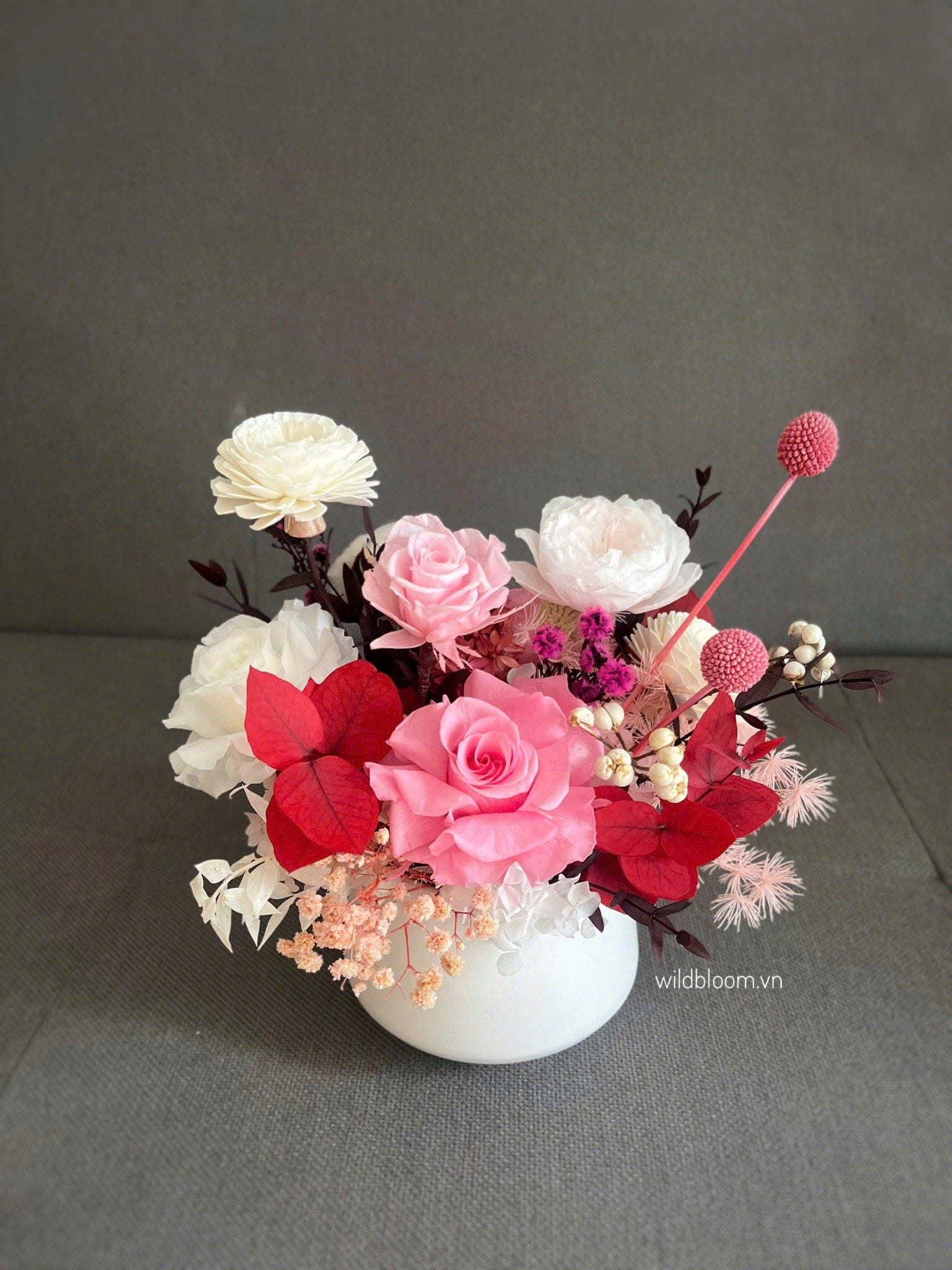 Chậu hoa bàn trà tone hồng M130691S