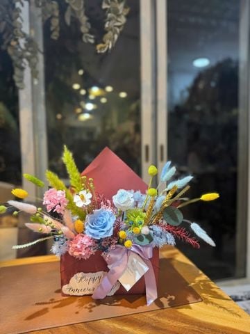 Hộp hoa phong thư tone hồng xanh | M120270S