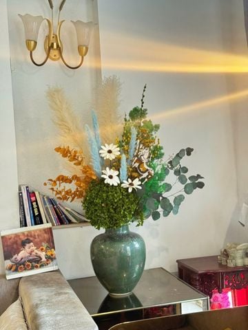 SET HOA NỘI THẤT TONE XANH VÀNG