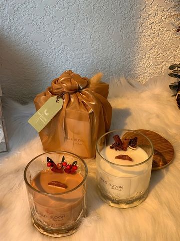 Hộp quà nến thơm gói quà phong cách Furoshiki - M