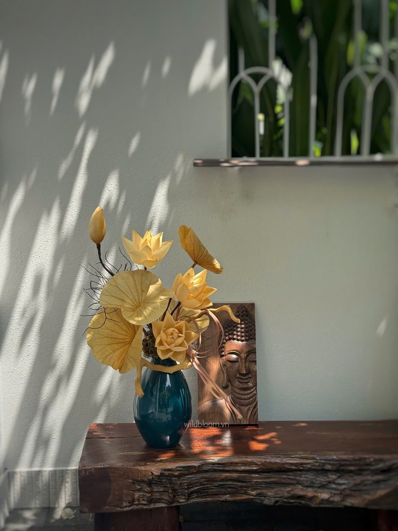 Bình Hoa Sen Khô Preserved Dáng Thiền Ikebana | M180042L