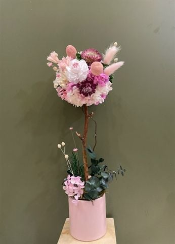 Chậu hoa Blossom Tree tone hồng H40xW18cm