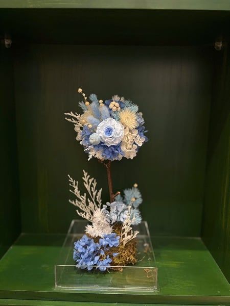 Hộp hoa BT H35x18 tone xanh baby blue