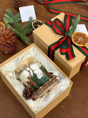 Hộp quà tặng nến thơm trang trí theme Noel