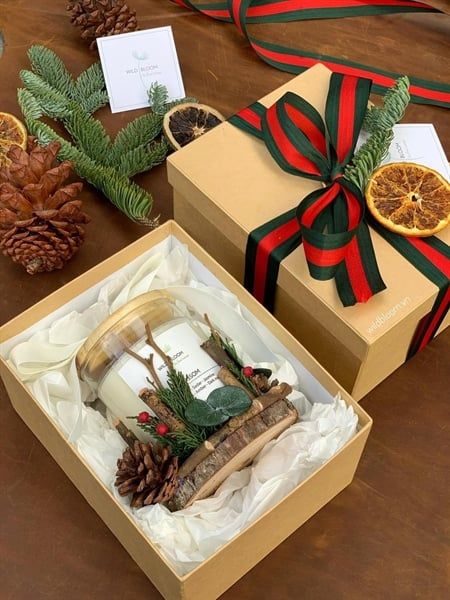 Hộp quà tặng nến thơm trang trí theme Noel