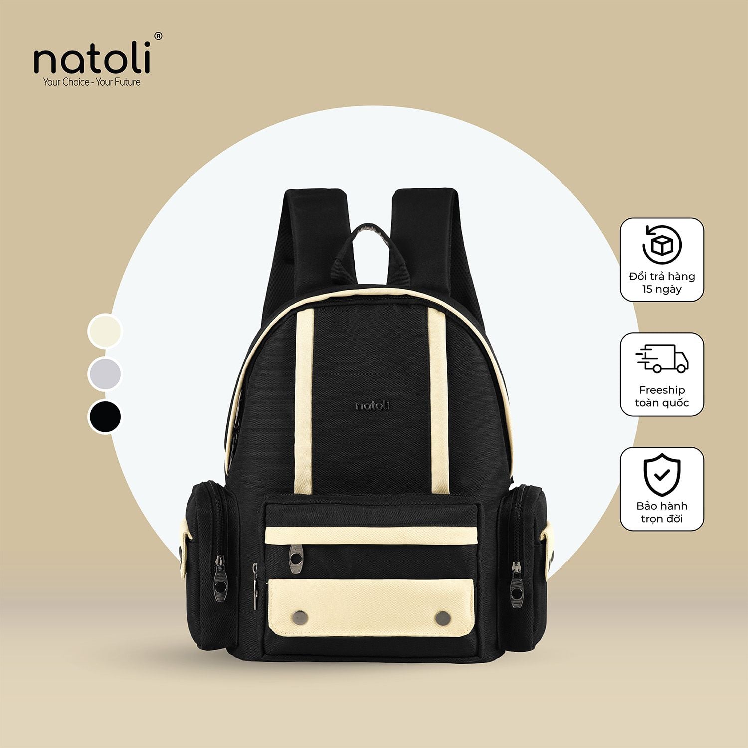 Balo đi học nam nữ NATOLI - BST Fashion Stripe Backpack B33