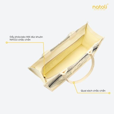 Túi cói vintage đi du lịch NATOLI BST Artisan Eco Jute Tote T36
