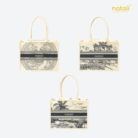 Túi cói vintage đi du lịch NATOLI BST Artisan Eco Jute Tote T36