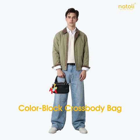 Túi đeo chéo da nam nữ NATOLI - BST Color-Block Crossbody Bag T39