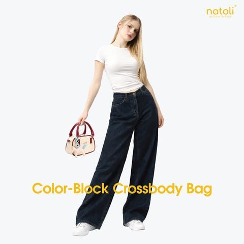 Túi đeo chéo da nam nữ NATOLI - BST Color-Block Crossbody Bag T39