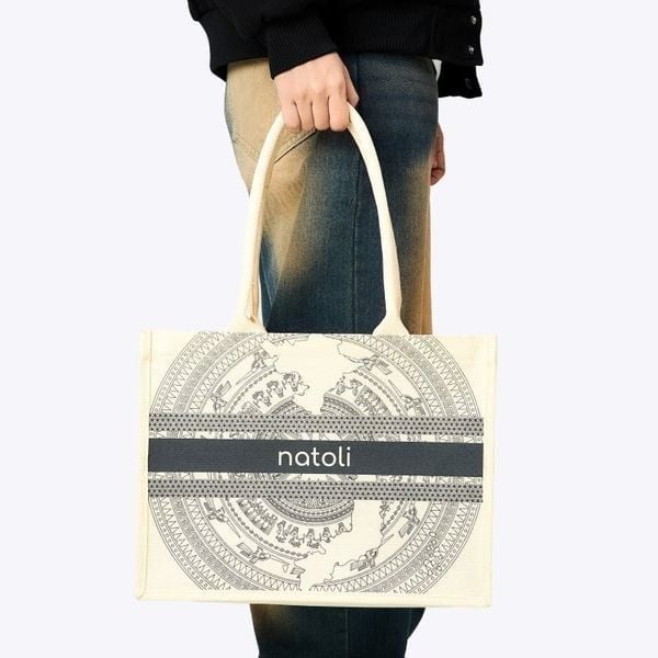 Túi cói vintage đi du lịch NATOLI BST Artisan Eco Jute Tote T36