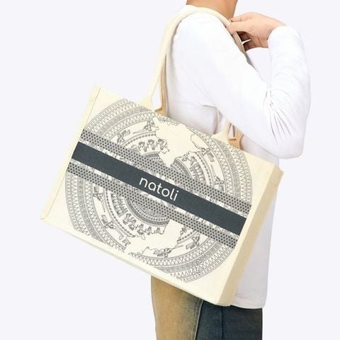 Túi cói vintage đi du lịch NATOLI BST Artisan Eco Jute Tote T36